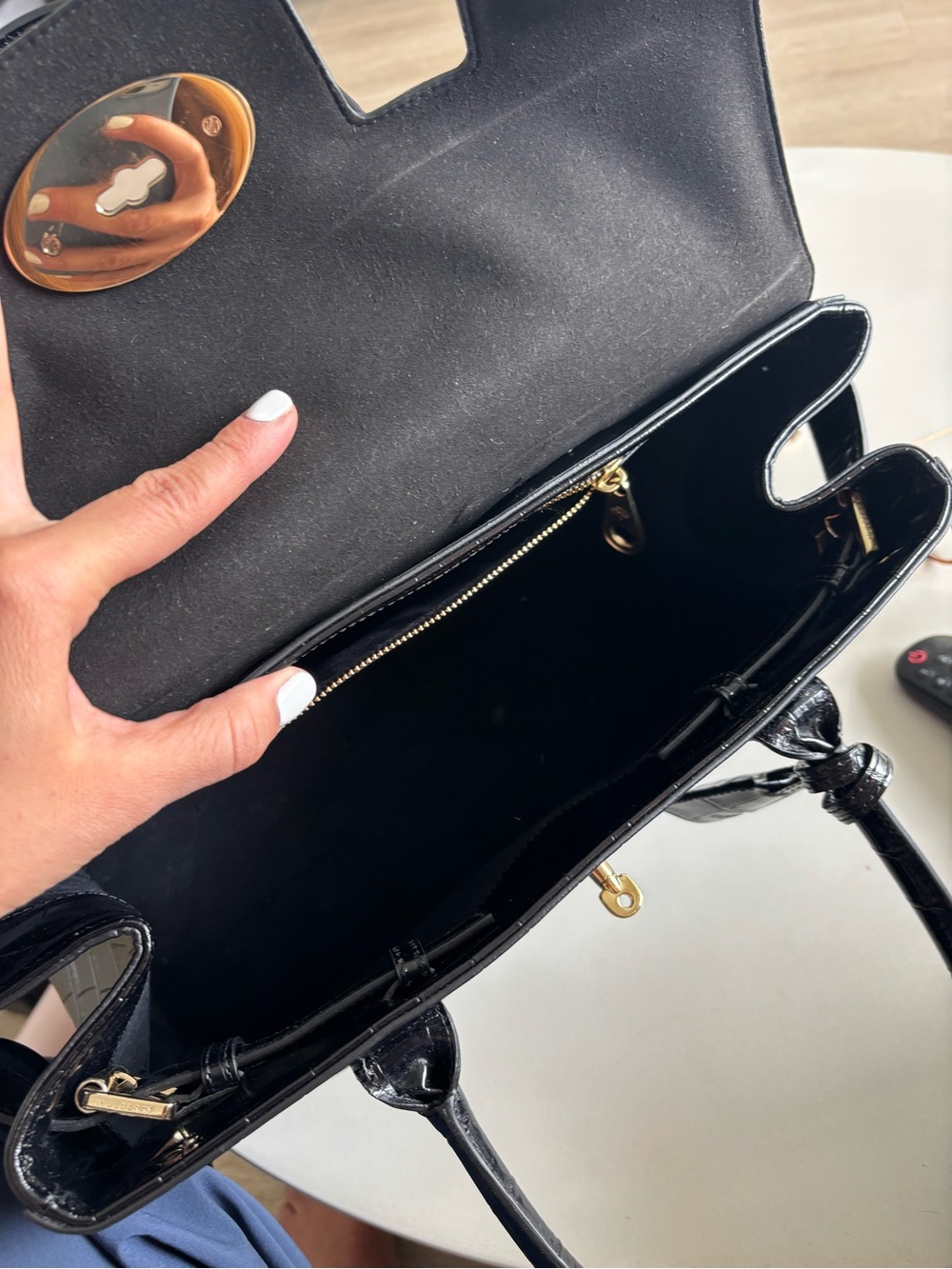 Mulberry Black Croc-Effect Bayswater Top-Handle Satchel with Gold Hardware - Picture 2 of 16